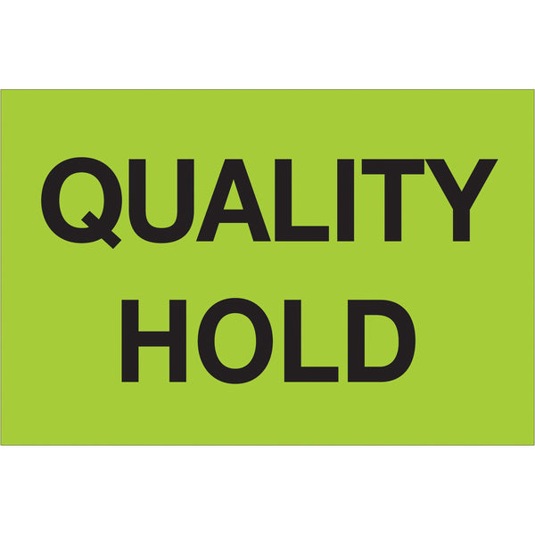 2 x 3" - "Quality Hold" (Fluorescent Green) Labels, Roll Of 500 Roll Of 500