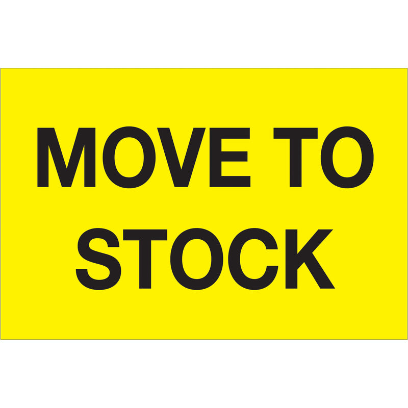 2 x 3" - "Move To Stock" (Fluorescent Yellow) Labels (DL1133) Roll Of 500