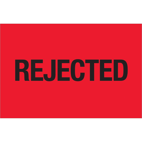 2 x 3" - "Rejected" (Fluorescent Red) Labels, Roll Of 500 Roll Of 500