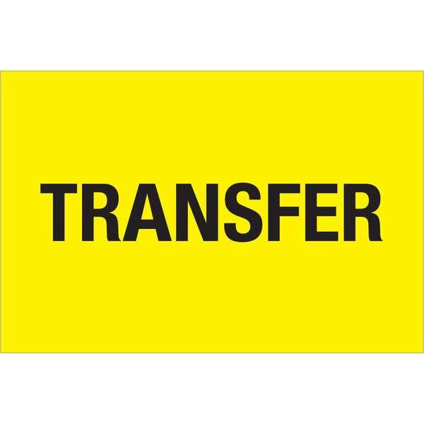 2 x 3" - "Transfer" (Fluorescent Yellow) Labels, Roll Of 500 Roll Of 500