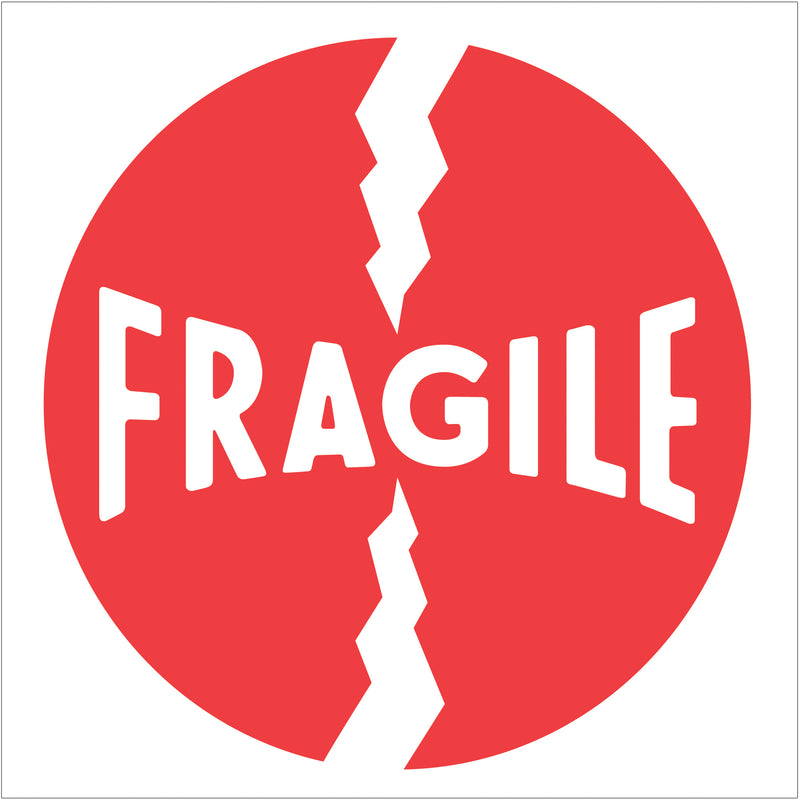 TAPE LOGIC® Labels, "Fragile", 4" x 4", Red/White, 500/Roll (DL1140) Roll Of 500