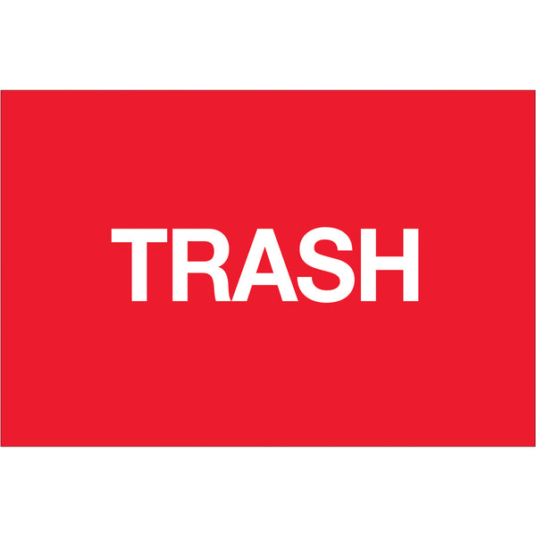 2 x 3" - "Trash" (Fluorescent Red) Labels, Roll Of 500 Roll Of 500