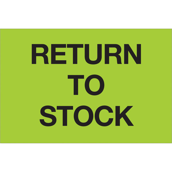 2 x 3" - "Return To Stock" (Fluorescent Green) Labels, Roll Of 500 Roll Of 500