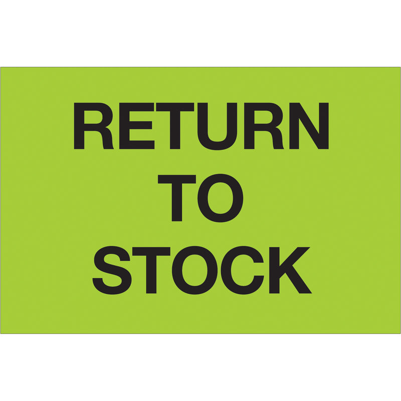 2 x 3" - "Return To Stock" (Fluorescent Green) Labels, Roll Of 500 Roll Of 500