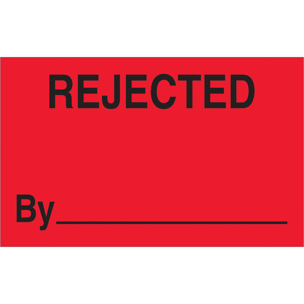 1 1/4 x 2" - "Rejected By" (Fluorescent Red) Labels, Roll Of 500 Roll Of 500