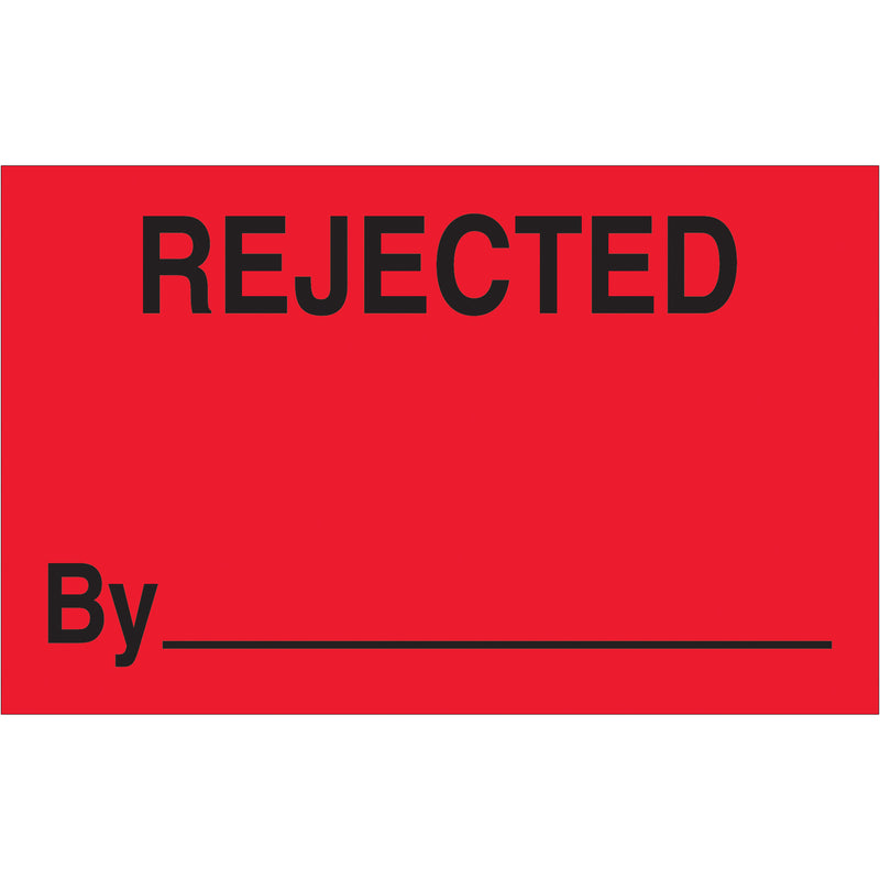 1 1/4 x 2" - "Rejected By" (Fluorescent Red) Labels (DL1152) Roll Of 500