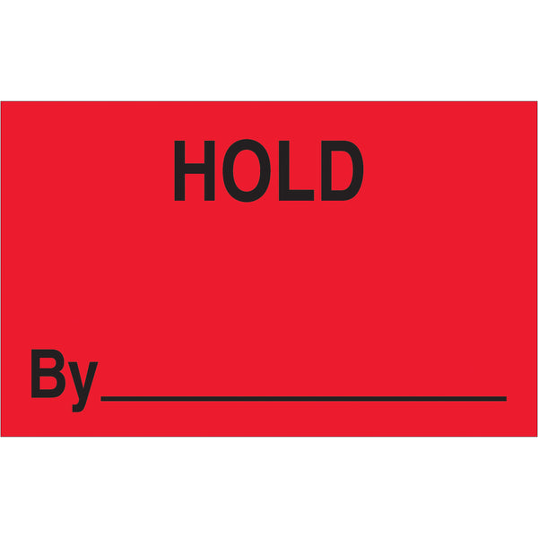 1 1/4 x 2" - "Hold By" (Fluorescent Red) Labels, Roll Of 500 Roll Of 500