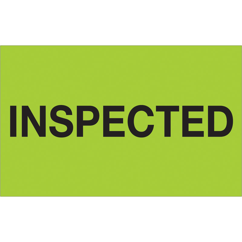 1 1/4 x 2" - "Inspected" (Fluorescent Green) Labels (DL1163) Roll Of 500