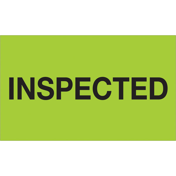 3 x 5" - "Inspected" (Fluorescent Green) Labels, Roll Of 500 Roll Of 500