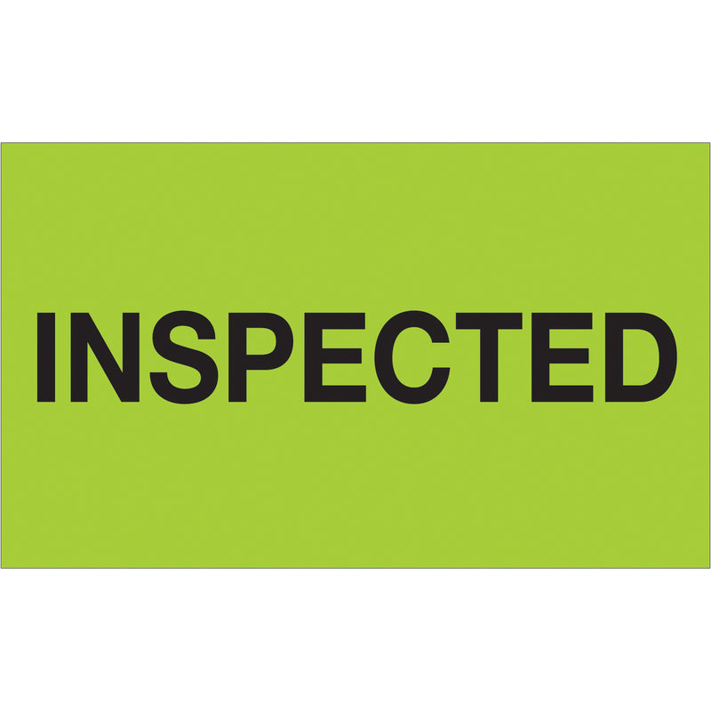 3 x 5" - "Inspected" (Fluorescent Green) Labels (DL1164) Roll Of 500