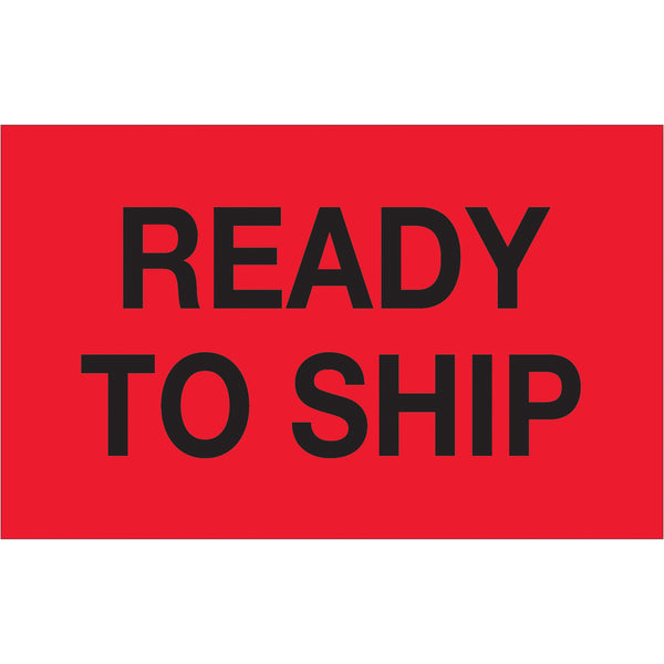 1 1/4 x 2" - "Ready To Ship" (Fluorescent Red) Labels, Roll Of 500 Roll Of 500