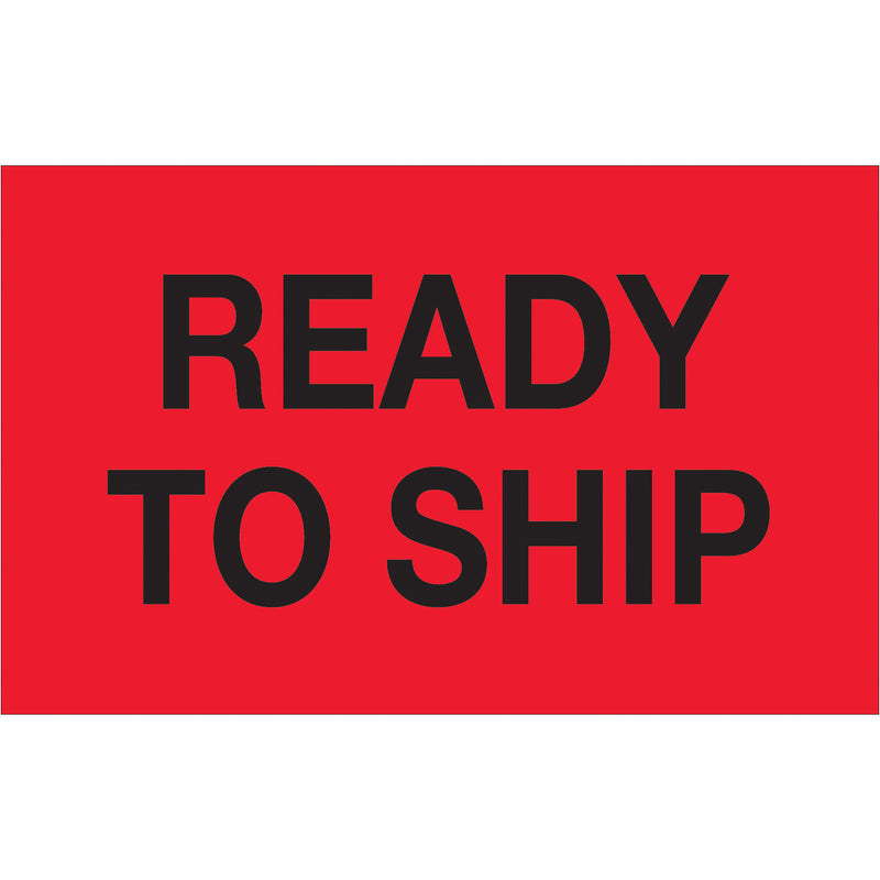 1 1/4 x 2" - "Ready To Ship" (Fluorescent Red) Labels, Roll Of 500 Roll Of 500