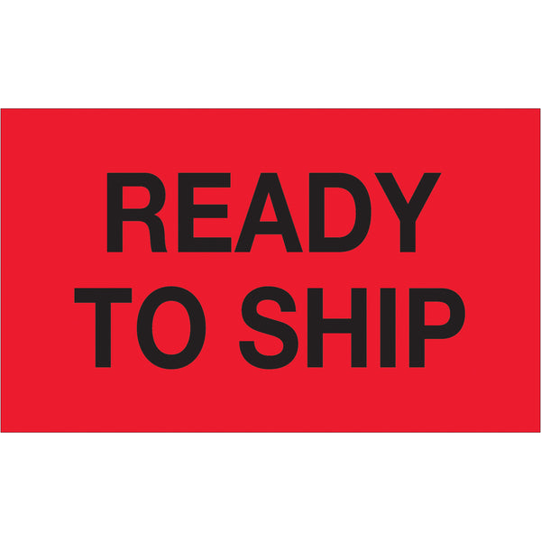 3 x 5" - "Ready To Ship" (Fluorescent Red) Labels, Roll Of 500 Roll Of 500