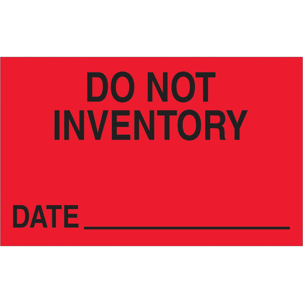 1 1/4 x 2" - "Do Not Inventory - Date" (Fluorescent Red) Labels, Roll Of 500 Roll Of 500