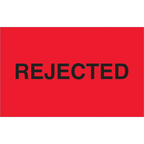 1 1/4 x 2" - "Rejected" (Fluorescent Red) Labels, Roll Of 500 Roll Of 500