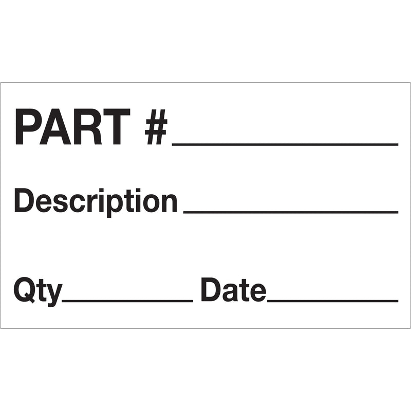 3 x 5" - "Part # - Description - Qty - Date" Labels (DL1184) Roll Of 500