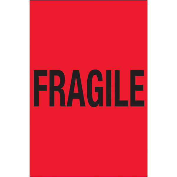 4 x 6" - "Fragile" (Fluorescent Red) Labels (DL1190) Roll Of 500