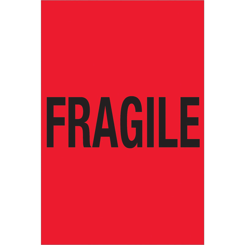 4 x 6" - "Fragile" (Fluorescent Red) Labels (DL1190) Roll Of 500