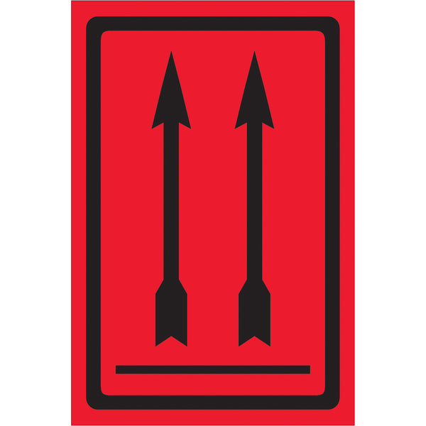 4 x 6" - Two Up Arrows Over Bar (Fluorescent Red) Labels (DL1191) Roll Of 500