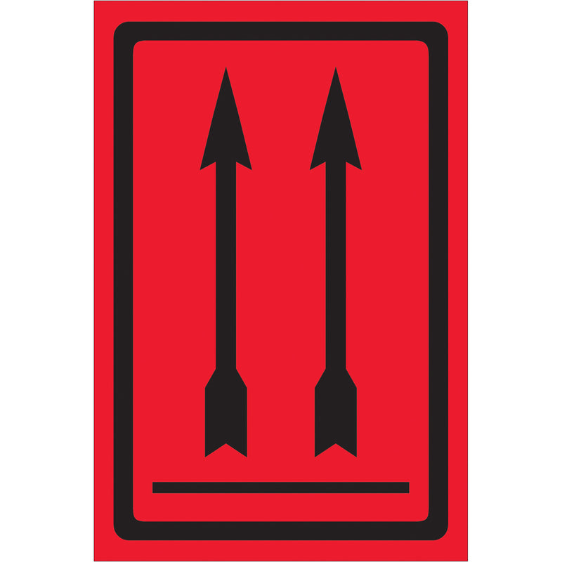 4 x 6" - Two Up Arrows Over Bar (Fluorescent Red) Labels (DL1191) Roll Of 500