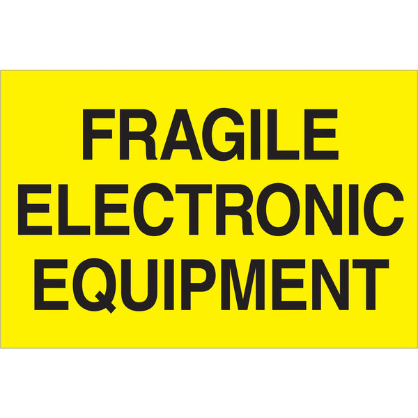 2 x 3" - "Fragile - Electronic Equipment" (Fluorescent Yellow) Labels (DL1193) Roll Of 500
