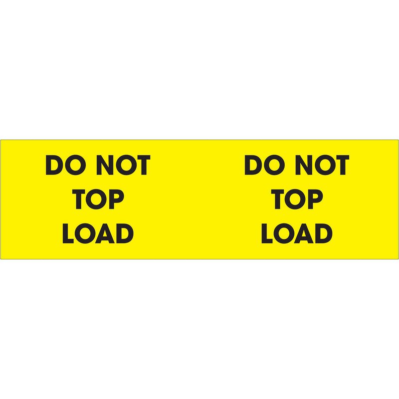 3 x 10" - "Do Not Top Load" (Fluorescent Yellow) Labels (DL1226) Roll Of 500