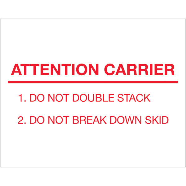 8 x 10" - "Attention Carrier" Labels, Roll Of 250 Roll Of 250