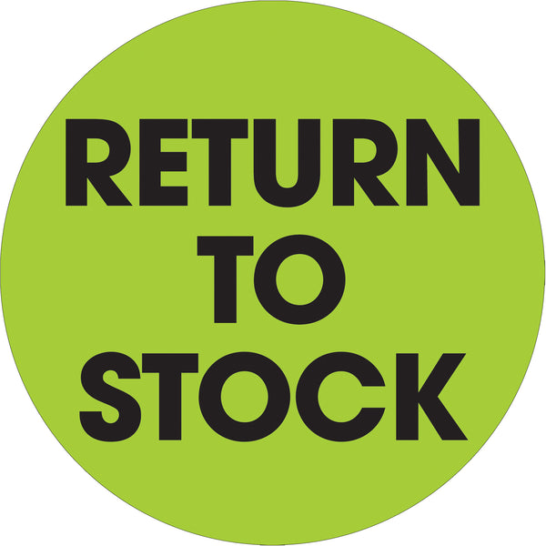 2" Circle - "Return To Stock" Fluorescent Green Labels, Roll Of 500 Roll Of 500