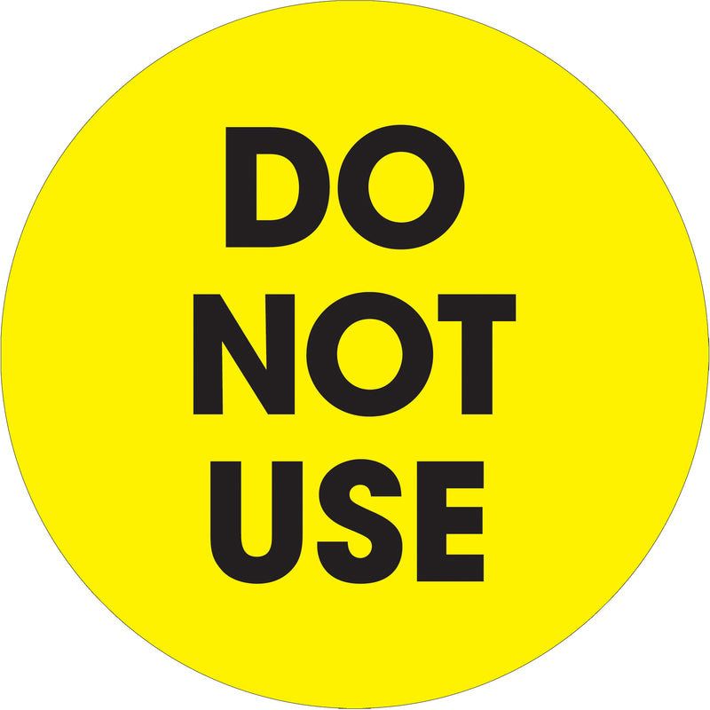 2" Circle - "Do Not Use" Fluorescent Yellow Labels, Roll Of 500 Roll Of 500