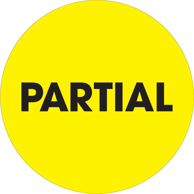 2" Circle - "Partial" Fluorescent Yellow Labels, Roll Of 500 Roll Of 500