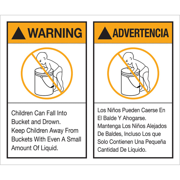 5 x 6" - "Warning Advertencia" Label Set, Roll Of 500 Roll Of 500