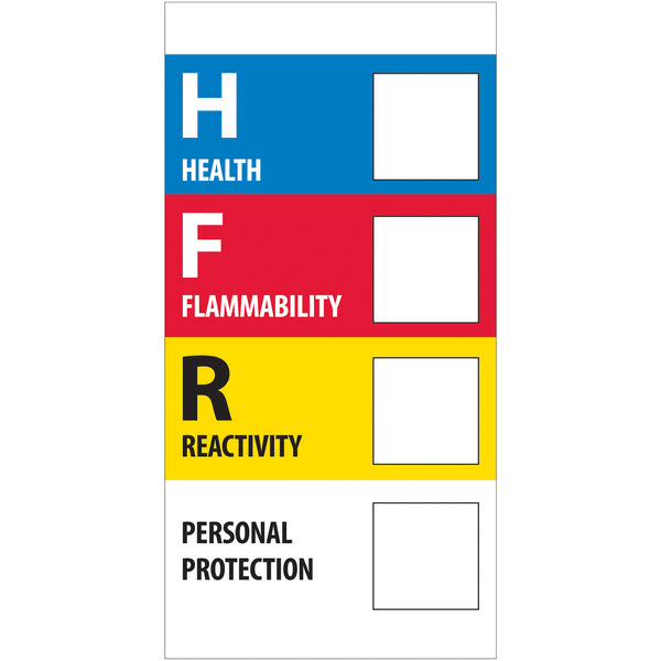 1 x 2" - "Health Flammability Reactivity", Roll Of 500 Roll Of 500