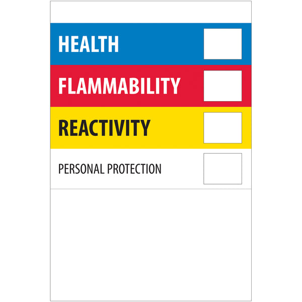 4 x 6" - "Health Flammability Reactivity", Roll Of 500 Roll Of 500