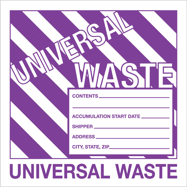 6 x 6" - "Universal Waste" Labels, Roll Of 500 Roll Of 500