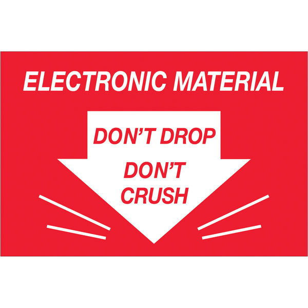2 x 3" - "Don't Drop Don't Crush - Electronic Material" Labels (DL1314) Roll Of 500