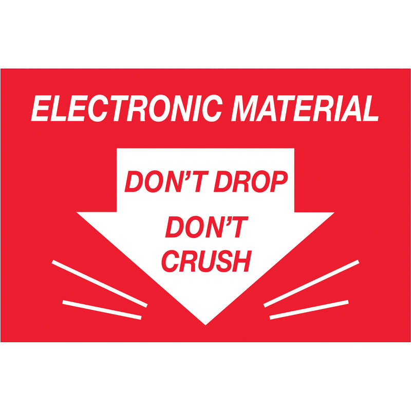 2 x 3" - "Don't Drop Don't Crush - Electronic Material" Labels (DL1314) Roll Of 500