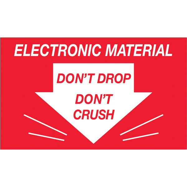 3 x 5" - "Don't Drop Don't Crush - Electronic Material" Labels (DL1315) Roll Of 500