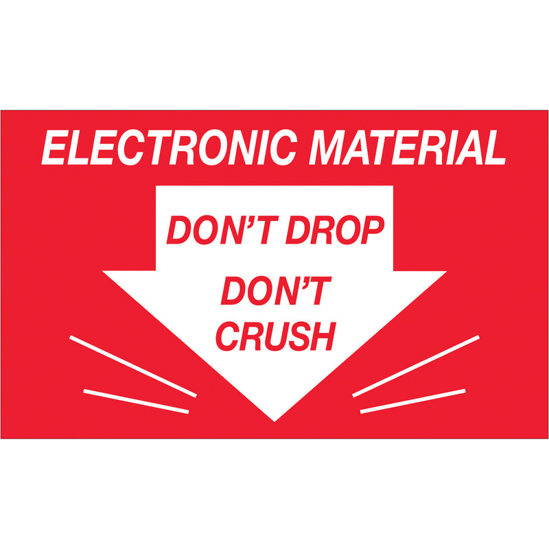 3 x 5" - "Don't Drop Don't Crush - Electronic Material" Labels (DL1315) Roll Of 500