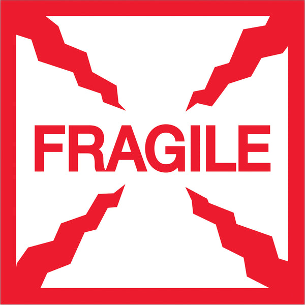 2 x 2" - "Fragile" Labels (DL1316) Roll Of 500