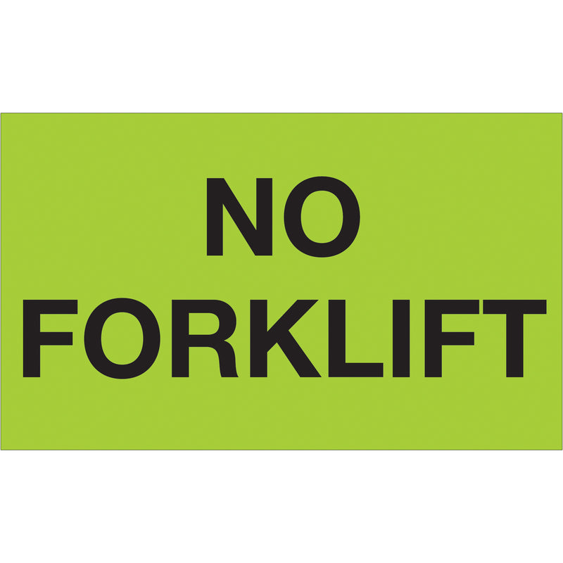 3 x 5" - "No Forklift" (Fluorescent Green) Labels, Roll Of 500 Roll Of 500