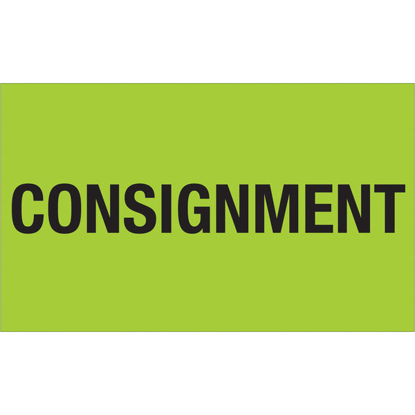 3 x 5" - "Consignment" (Fluorescent Green) Labels, Roll Of 500 Roll Of 500