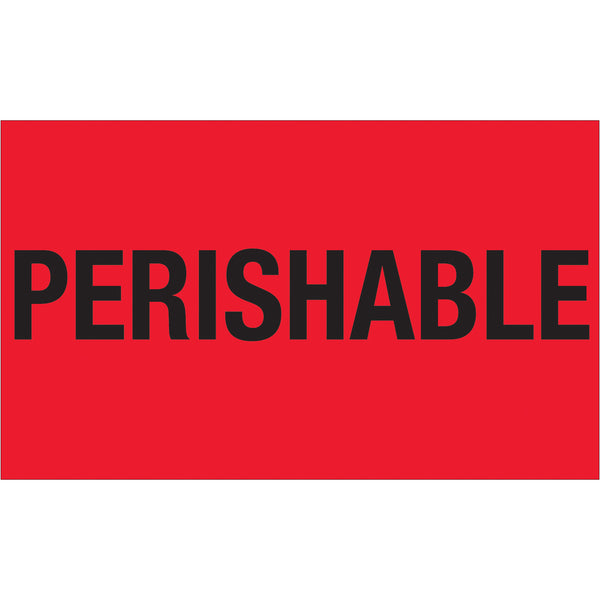 3 x 5" - "Perishable" (Fluorescent Red) Labels, Roll Of 500 Roll Of 500