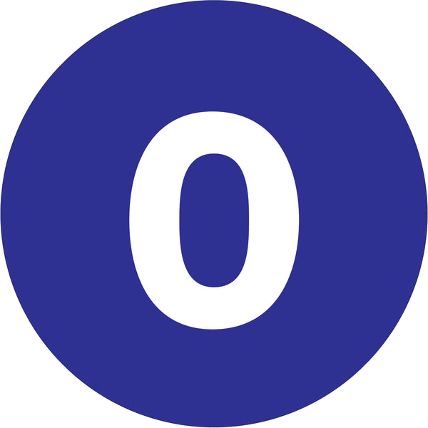 3" Circle - "0" (Dark Blue) Number Labels, Roll Of 500 Roll Of 500