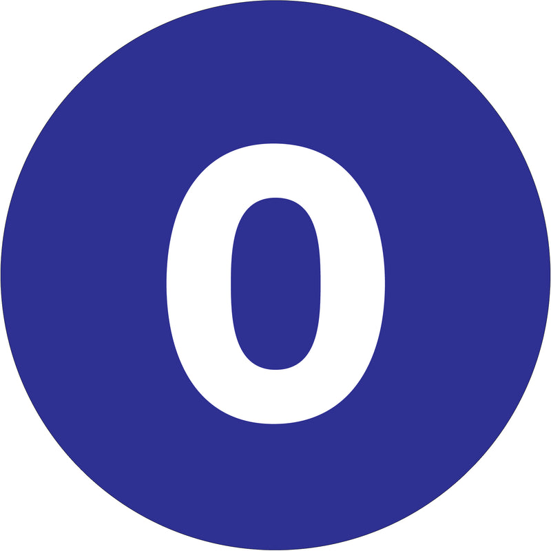 3" Circle - "0" (Dark Blue) Number Labels, Roll Of 500 Roll Of 500