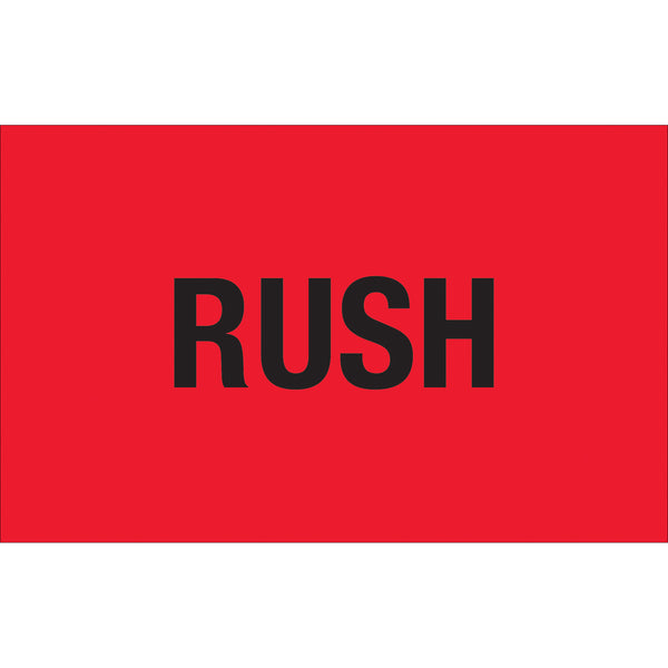 1 1/4 x 2" - "Rush" (Fluorescent Red) Labels (DL1367) Roll Of 500