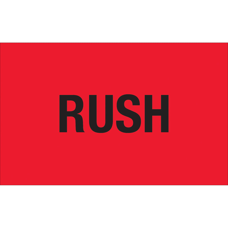 1 1/4 x 2" - "Rush" (Fluorescent Red) Labels (DL1367) Roll Of 500