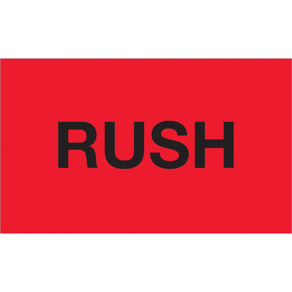 3 x 5" - "Rush" (Fluorescent Red) Labels (DL1368) Roll Of 500