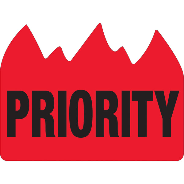 1 1/2 x 2" - "Priority" (Bill of Lading) Flame Labels, Roll Of 500 Roll Of 500