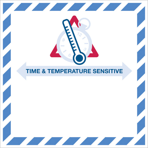 4 1/4 x 4 1/4" - "Time And Temperature Sensitive" Label, Roll Of 500 Roll Of 500