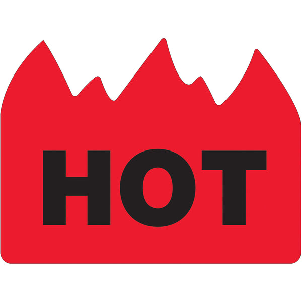 1 1/2 x 2" - "Hot" (Bill of Lading) Flame Labels, Roll Of 500 Roll Of 500